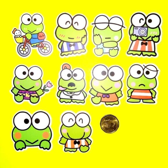 3/$20 Brand New 10x Sanrio Keroppi Waterproof Stickers #3 - Picture 1 of 1